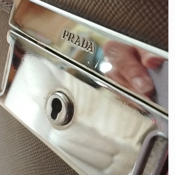 PRADA Leather Briefcase Chocolate Brown Unisex Saffiano VINTAGE - Picture 5 of 17
